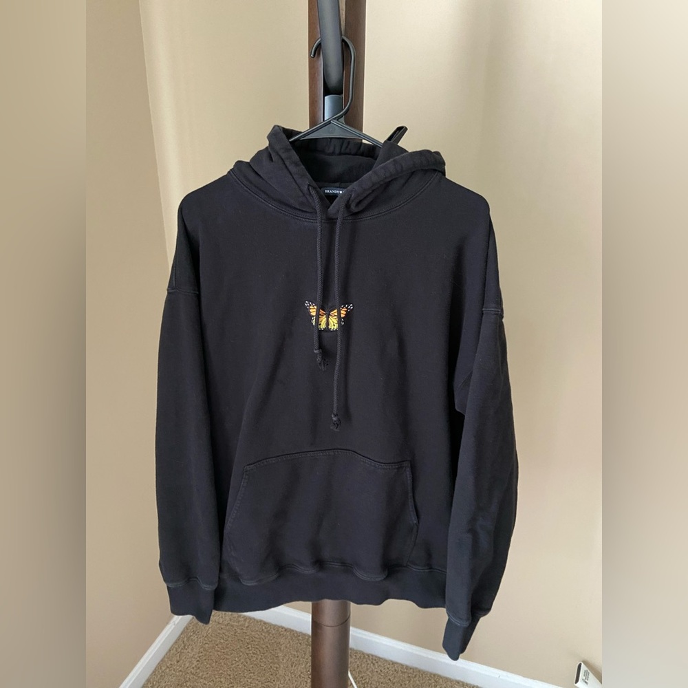 Brandy Melville Black Hoodie with Butterfly